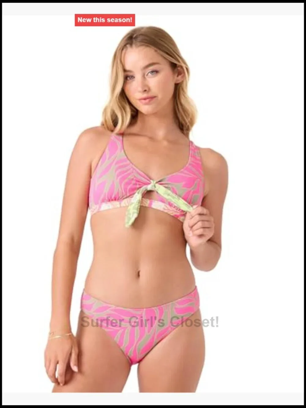 Women's Triangle Bikini Top with Front Tie - UPF 50+, Quick-Dry, Removable